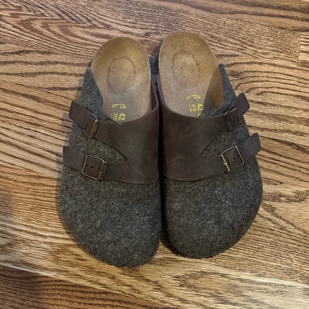Birkenstock Unisex Slip On Mules Clog Gray Wool Size 42